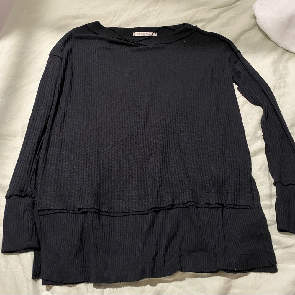 Free People waffle oversized long sleeve tee